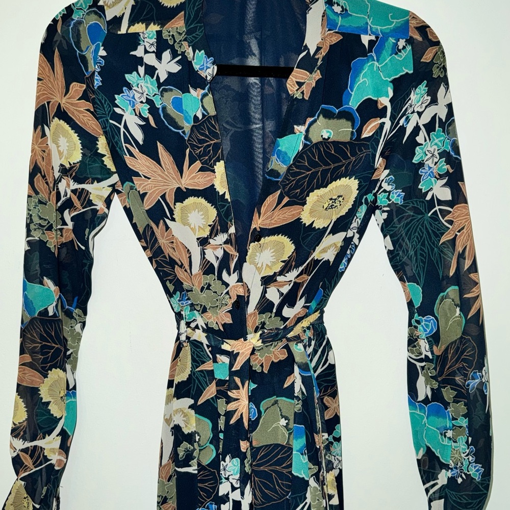 Floral Print Wrap Dress with belt